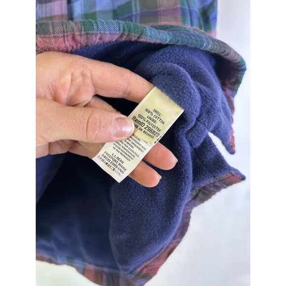 VTG 90s L.L. Bean Button Shirt Jacket Rainbow Plaid Fleece Lined - Picture 5 of 8